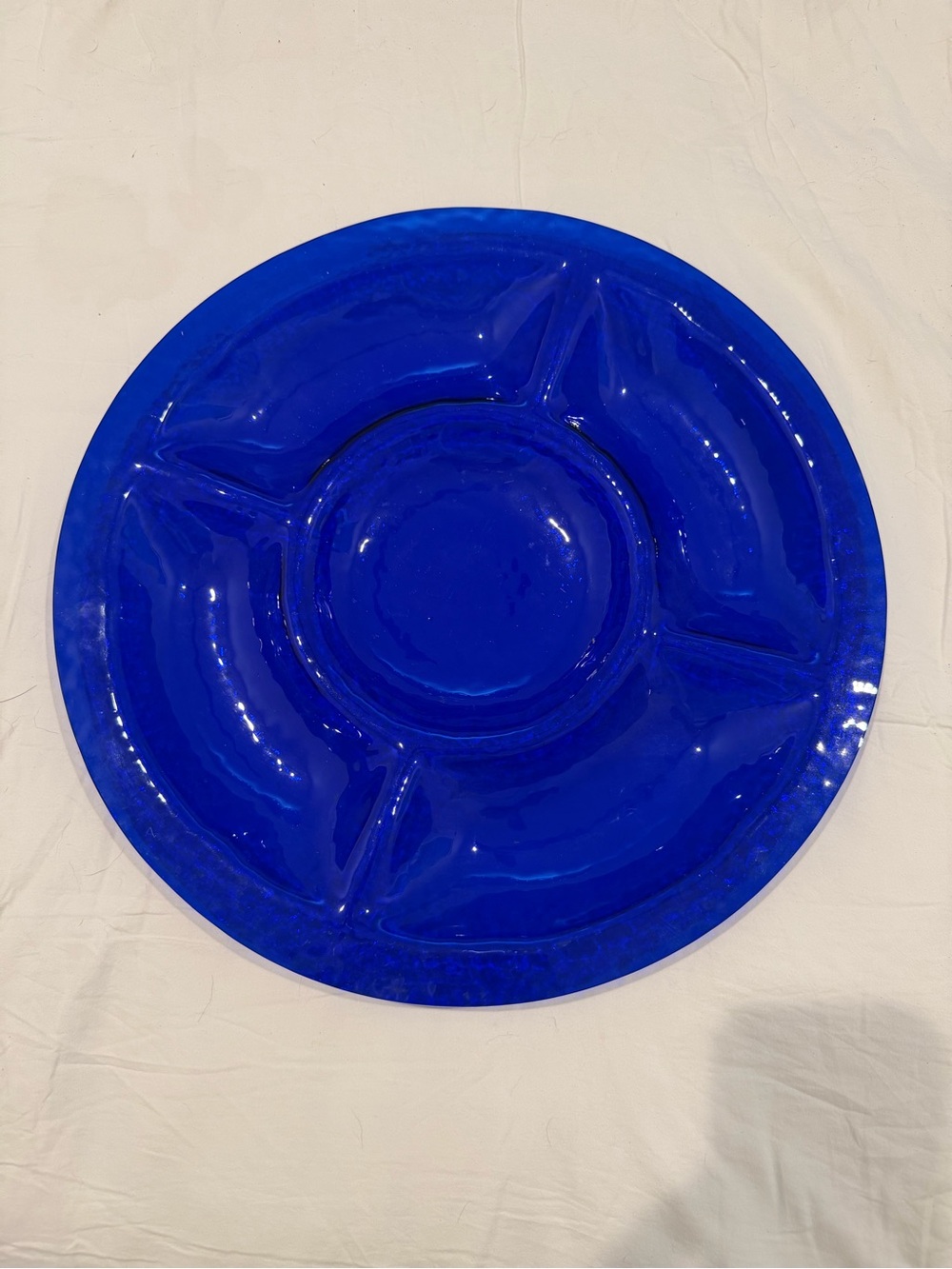 Cobalt Blue Decorative Wall Plate - Elegant Home Art Accent 15” - Picture 2 of 5